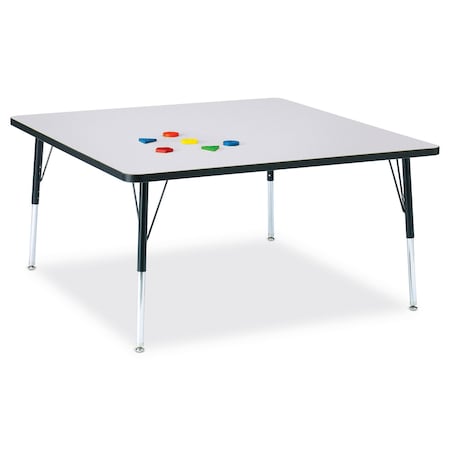 Jonti-Craft Berries Square Activity Table, 48 in. x 48 in., A-height, Freckled Gray/Black/Black 6418JCA180